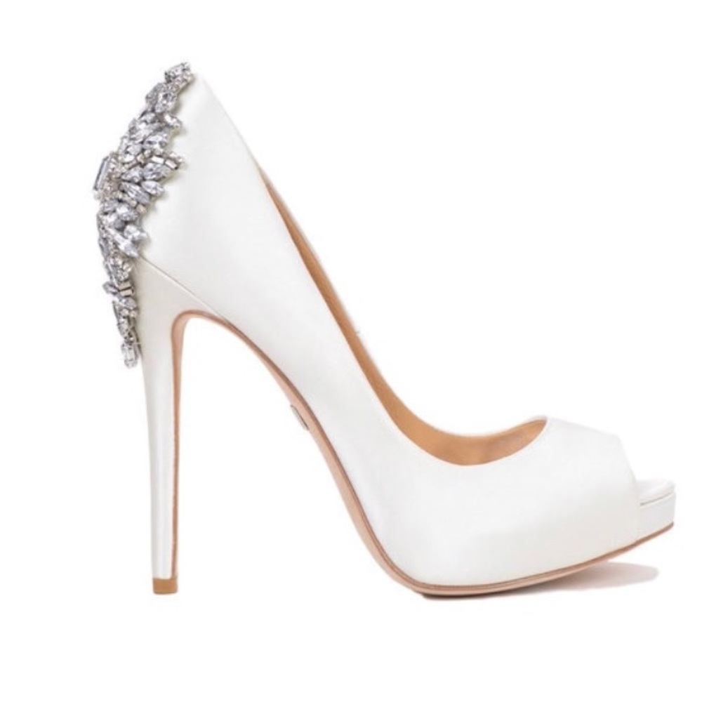 Badgley Mischka KIARA EMBELLISHED PEEP-TOE PUMP